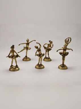 Brass Ballet Dancer Figurine Set - Gold Decorative Home Art